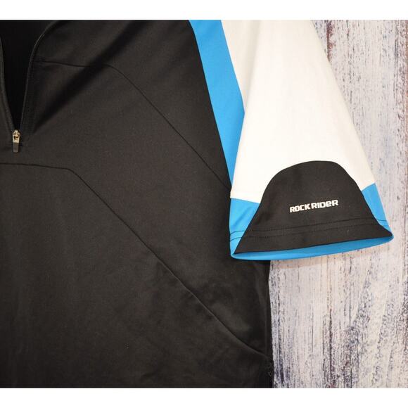 bTwin MTB Cycling Jersey Men's Medium Blue White Rockrider Zip Pockets - Picture 6 of 7